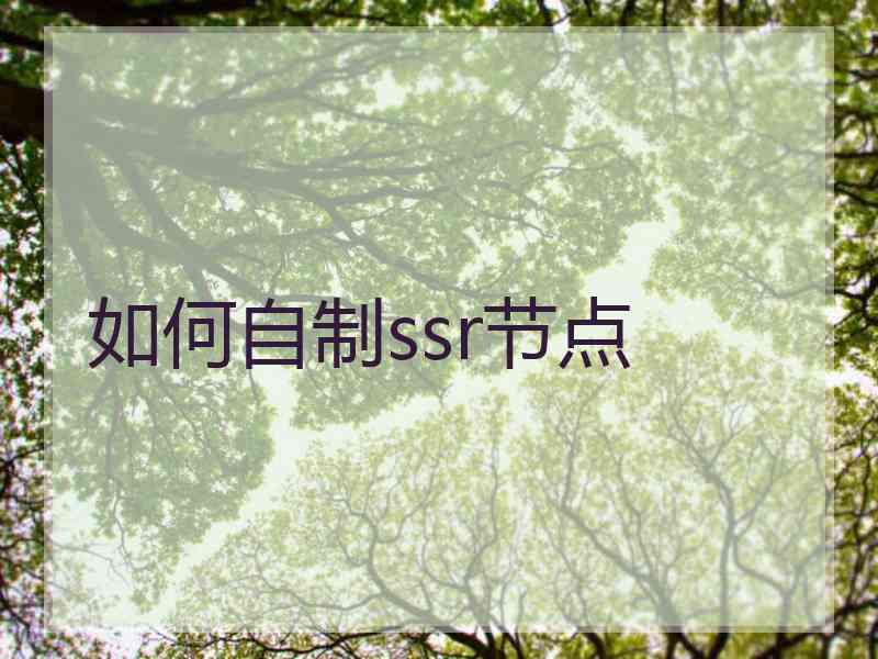 如何自制ssr节点