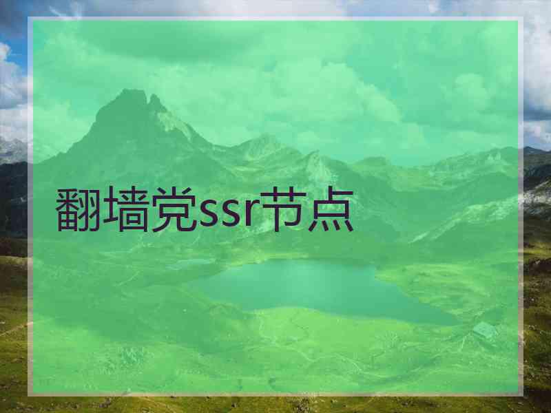 翻墙党ssr节点