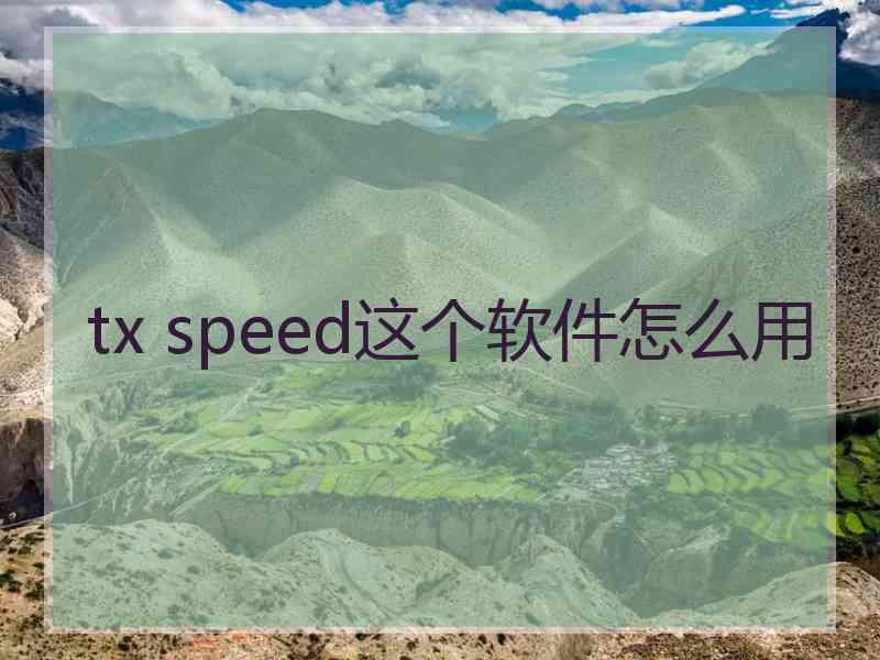 tx speed这个软件怎么用